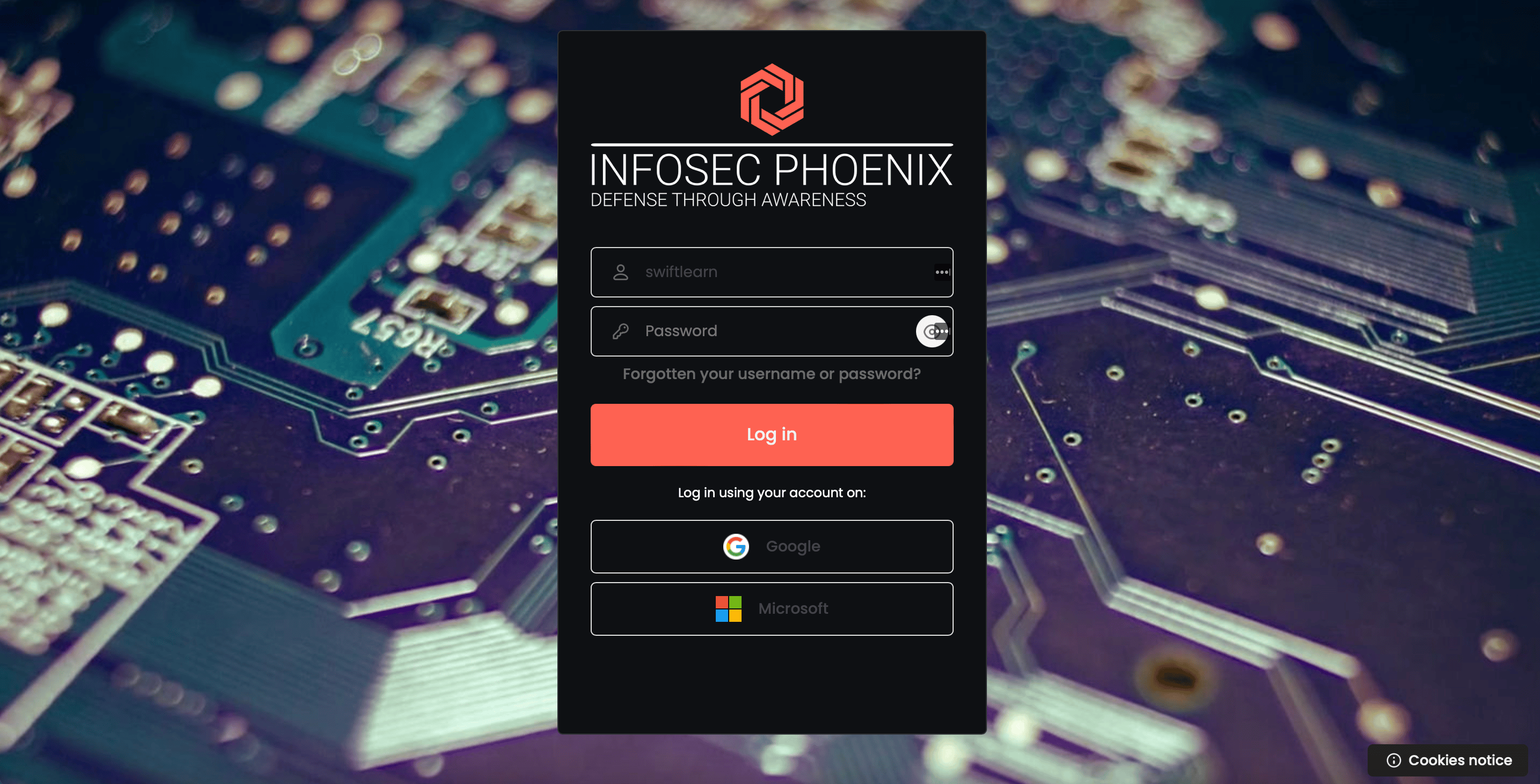 InfoSec Phoenix LMS dashboard